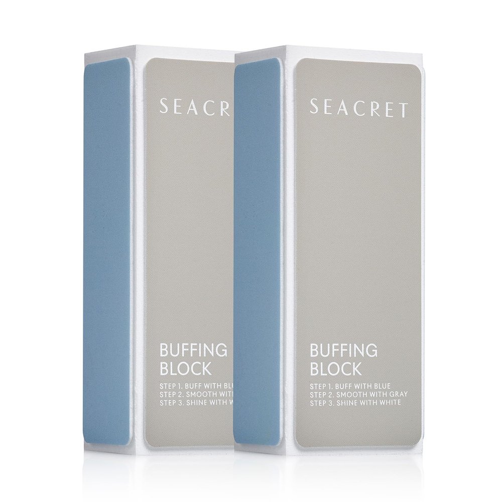 SEACRET Minerals Professional Nail Buffing Block, 3 Ways Buffing Block The Secret for Shiny Nails, Manicure & Pedicure, Pack of 2