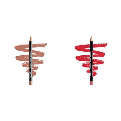 NYX PROFESSIONAL MAKEUP Slim Lip Pencil Creamy Lip Liner Peakaboo Neutral and Hot Red 2-Pack