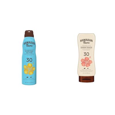 Hawaiian Tropic Everyday Active Clear Spray Sunscreen SPF 30, 6oz & Sheer Touch Ultra Radiance Lotion Sunscreen SPF 30, 8oz Bundle