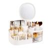DASITON Makeup Organizer with Rechargeable Mirror,Makeup Brush Holder with 2 Drawers,Skincare and Cosmetics Organizer Countertop,Large Capacity Cosmetic Display Case for Vanity,Bedroom,Bathroom(White) view 1