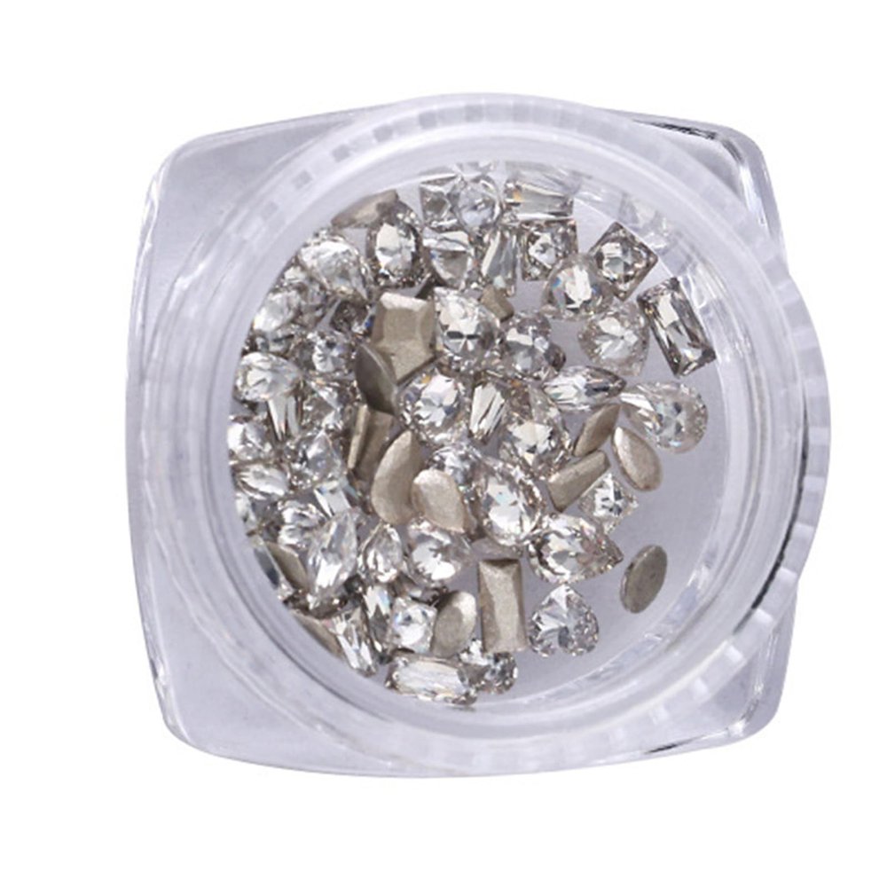 Rulbelok 50 Horse Eyes Nail Art Rhinestones Nail Gems Nail Stones Flat Back Nail Jewels For Nail Art DIY Crafts Makeup Nail Crystals, White