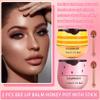 2PCS Bee Lip Balm,Hydrating Honey Pot Lip Balm with Stick,Non-Greasy Silky Sleeping Lip Mask Set,Long Lasting Lip Scrubs Moisturizer for Dry Cracked LipsHoney Strawberry view 2