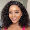 180% Density Curly Short Bob Human Hair Wig HD Tranparent Lace Front Glueless Wigs Natural Color Short Curly Human Hair Wigs for Women 13x4 Invisible Lace Wig with Baby Hair 8inch view 1