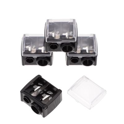 MAGICLULU 4pcs Dual Pencil Sharpener for Eyeliner Eyebrow and Lipstick Essential Makeup Tool for Women for Precision Sharpening Black Random Cover