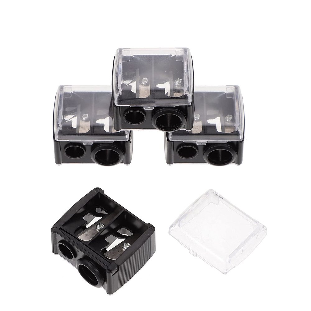 MAGICLULU 4pcs Dual Pencil Sharpener for Eyeliner Eyebrow and Lipstick Essential Makeup Tool for Women for Precision Sharpening Black Random Cover