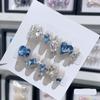 ZIIVIEVS Handmade Wearing Armor, Blue Large Transparent Diamond, Long and Elegant Nail Sticker, Detachable Nail Plate 10PCS (Size : S, Color : 29263), 2215402884037 view 1