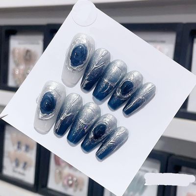 Handmade Nail Wearing Heavy Industry Light Luxury Nail Patch Long European and American Style Wearable Nail Patch (Size : L, Color : 24586)