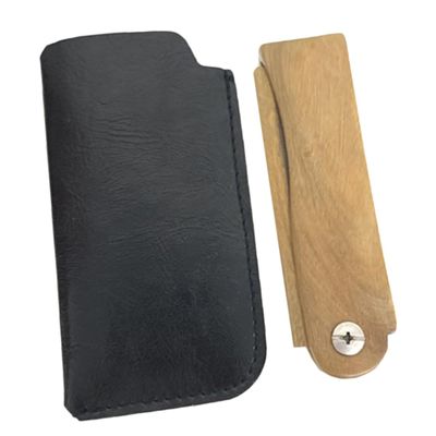 Beavorty 1set Wooden Folding Pocket Comb with Case Portable Beard and Hair Comb for Travel Compact Multi-functional Hair Care Tool for Men