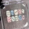 ZIIVIEVS Handmade Nail Wearing Love Graffiti Handdrawn Cartoon Children's Fun Finished Short Nail Fake Nails 10pcs (Size : M, Color : 24484) view 2