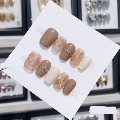 ZIIVIEVS New Melade Halo Dye Short Nail Patch Stereoscopic Diamond Patch Durable Detachable Nail Patch 10pcs (Size : L, Color : 19655), 2215402884037