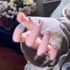 Handmade Nail Wearing Love Graffiti Handdrawn Cartoon Children's Fun Finished Short Nail Fake Nails 10pcs (Size : XS, Color : 24484) view 4