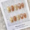 ZIIVIEVS Gold Flower Handmade Nail Wearing Phototherapy Finished Nail Beauty Tablets for Girls to Brighten Up 10pcs (Size : XS, Color : GOLDEN) view 2