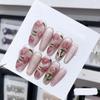ZIIVIEVS Pink Mist Rose Handmade Wearing Nail, Gentle and Soft Crystal Cat Eye Hand Painted Detachable Nail Beauty (Color : 29206, Size : M) view 1