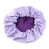 Women Satin Sleeping Hat Adjustable Double Layer Purple Sleep Cap view 1