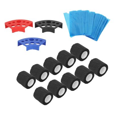 200 Blue Pen Covers with 10 Non-Slip Grip Tapes | Slip Proof Design for Secure Writing Grip | Pen Accessories for School, Office, and Home Use | Improve Pen Control and Comfort