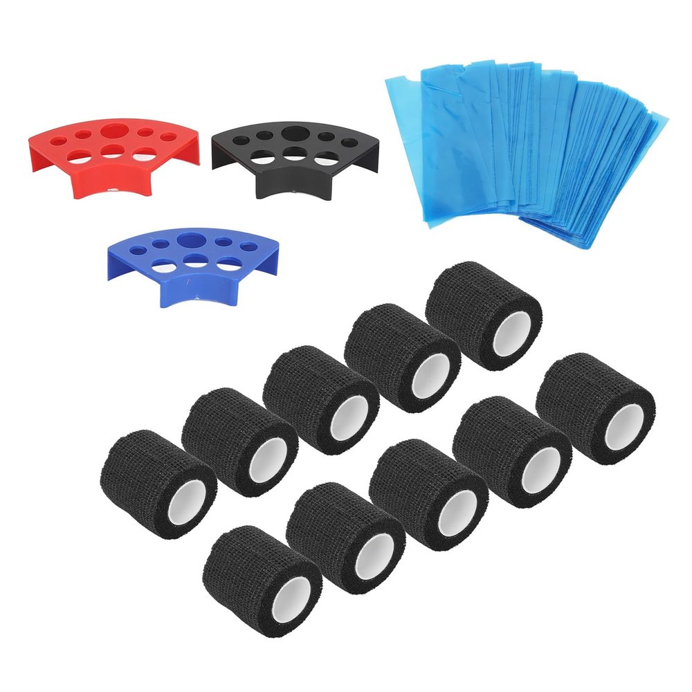200 Blue Pen Covers with 10 Non-Slip Grip Tapes | Slip Proof Design for Secure Writing Grip | Pen Accessories for School, Office, and Home Use | Improve Pen Control and Comfort