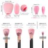 Silicone Travel Make-up Brush Holder with Cleaner Mat Pad, Organizer Case Covers for Foundation Eye Lip Brushes Storage Cleaning, Gift for Women Girl-Friend Mother Wife, 3-Pcs Large + 5 Small, Blue view 2