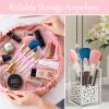 Silicone Travel Make-up Brush Holder with Cleaner Mat Pad, Organizer Case Covers for Foundation Eye Lip Brushes Storage Cleaning, Gift for Women Girl-Friend Mother Wife, 3-Pcs Large + 5 Small, Blue view 3