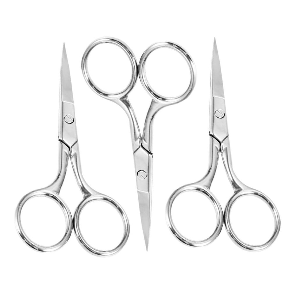 FOMIYES 3pcs Stainless Steel Eyebrow Trimming Scissors for Men and Women Small Precision Scissors for Facial Hair Eyebrows and Nose Hair Grooming Durable Resistant