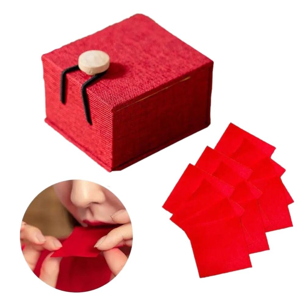 1 Box/12Pcs Chinese Lipstick Paper, Red Ancient Makeup Rouge Lipstick Paper for Women
