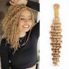 Human Braiding Hair for Boho Braids Honey Blonde Deep Wave Bulk Human Hair for Braiding 14 Inch 1 Bundle 50G #27 Wet and Wavy Curly Human Hair Braiding Hair Extensions No Weft Bundles for Braiding view 1