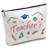 CREATCABIN Teacher's Pencil Case Makeup Bag Canvas Cosmetic Bag Multi Purpose Pen Case Zipper Toiletry Travel Bag Purse Pouches Portable Large Survival Kit for Best Teacher Graduation Gift 10 x 7 Inch view 1