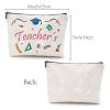 CREATCABIN Teacher's Pencil Case Makeup Bag Canvas Cosmetic Bag Multi Purpose Pen Case Zipper Toiletry Travel Bag Purse Pouches Portable Large Survival Kit for Best Teacher Graduation Gift 10 x 7 Inch view 2