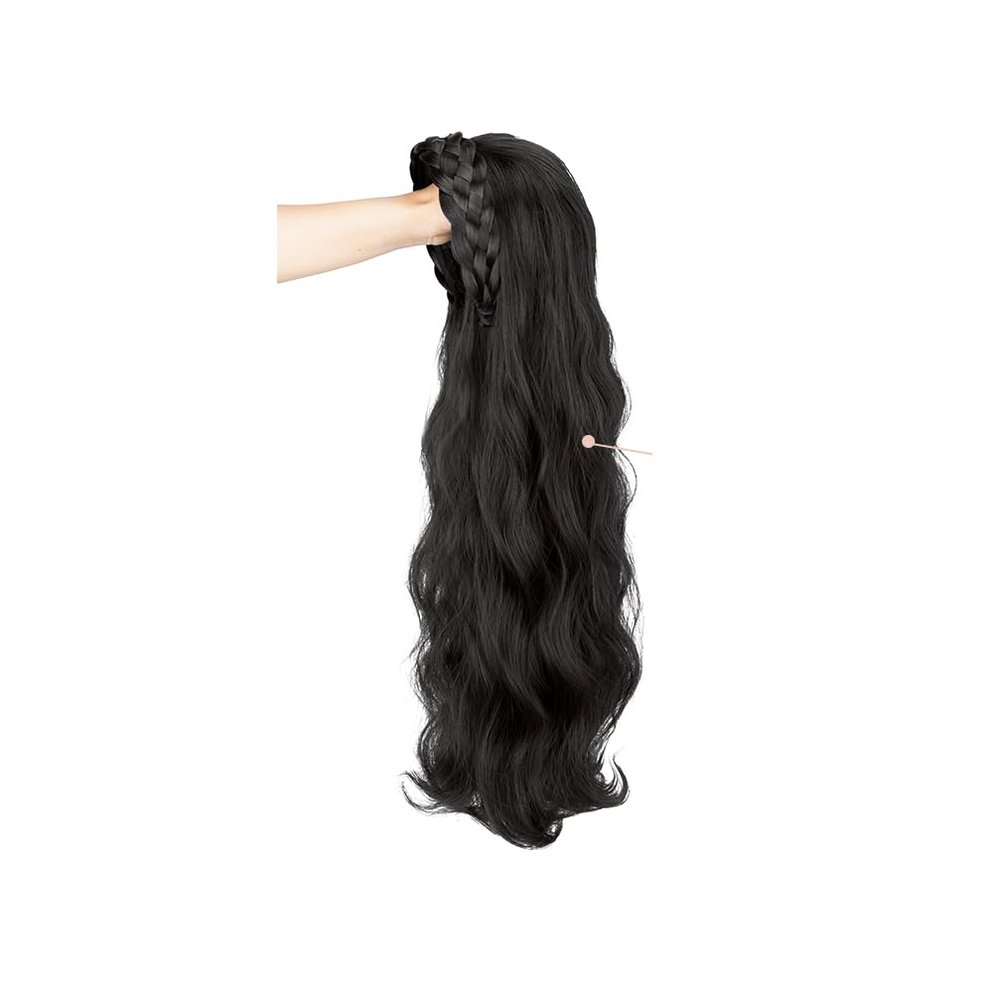 45cm/18inch Light Natural Long Wigs Hair Band Natural Wave Half Wigs Synthetic Woven Wigs for Woman (Mocha brown,Wavy)