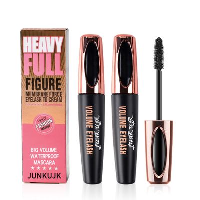 2 Pack 4D Silk Fiber Lash Mascara,Lengthening and Thick,Long Lasting Waterproof Mascara Set for Women,All Day Smudge-Proof,Volume and Length BlackA