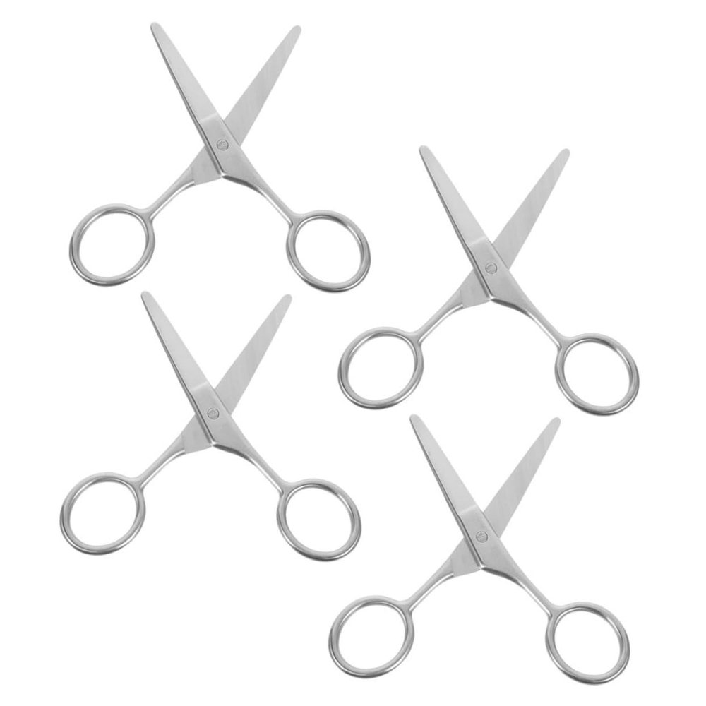 FOMIYES 4pcs Rounded Tip Stainless Steel Scissors for Eyebrow and Facial Hair Trimming Ergonomic Design for Precision Grooming for Professional and Home Use