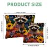 2 Pcs Pocket Cosmetic Bag, Flowers Sunflower Raccoon Self-Closing Shrapnel Makeup Bag No Zipper Small Makeup Pouch for Mini Travel Storage for Cosmetics Headphones Jewelry Organizer view 2