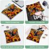 2 Pcs Pocket Cosmetic Bag, Spring Sunflower Butterflies Dog Self-Closing Shrapnel Makeup Bag No Zipper Small Makeup Pouch for Mini Travel Storage for Cosmetics Headphones Jewelry Organizer view 4