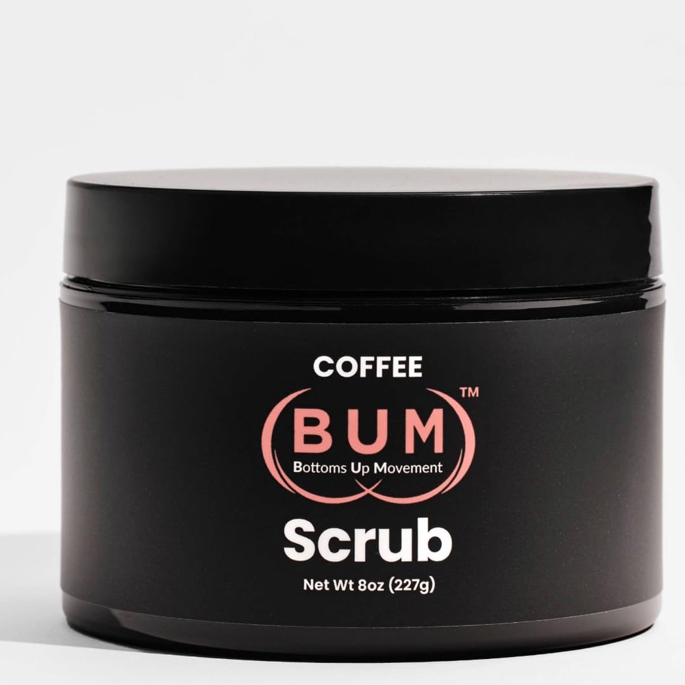 BUM Coffee Sugar Scrub for Body - Coffee Scrub Body Exfoliator with Organic Shea, Coconut Oil, Rosehip, Vitamin E & Jojoba - Moisturizing, Seductively Scented & Subtly Flavored Exfoliant (8 oz)