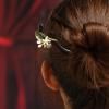 Generic Ebony hairpin flowers green leaf pearl daily Hanfu hair accessories Chinese girls simple wood hairpin cheongsam accessories, Black view 4