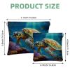 2 Pcs Pocket Cosmetic Bag, Sea Turtle Sea Water Self-Closing Shrapnel Makeup Bag No Zipper Small Makeup Pouch for Mini Travel Storage for Cosmetics Headphones Jewelry Organizer view 2