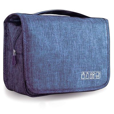 GeRRiT Hanging Travel Toiletry Bag Organizer Cosmetic Bag, Portable Makeup Bag for Women & Men with Strong Hook & Pockets Shaving Kit Bag,Waterproof Toiletries Storage Bag for Bathroom (blue)