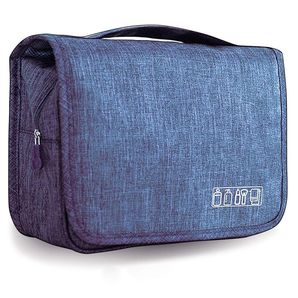 GeRRiT Hanging Travel Toiletry Bag Organizer Cosmetic Bag, Portable Makeup Bag for Women & Men with Strong Hook & Pockets Shaving Kit Bag,Waterproof Toiletries Storage Bag for Bathroom (blue)