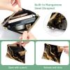 2 Pcs Pocket Cosmetic Bag, Black Golden Marble Print Self-Closing Shrapnel Makeup Bag No Zipper Small Makeup Pouch for Mini Travel Storage for Cosmetics Headphones Jewelry Organizer view 3