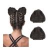 Messy Hair Bun 2 PCS Donut Chignon Synthetic Hair Pieces Bun Extension Mini Claw Clip in Messy Hair Bun Extensions Wig Accessory for Women Girls Cat Ears Hair Ponytail Hairpiece for Daily Wear(Brown view 1