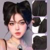 Messy Hair Bun 2 PCS Donut Chignon Synthetic Hair Pieces Bun Extension Mini Claw Clip in Messy Hair Bun Extensions Wig Accessory for Women Girls Cat Ears Hair Ponytail Hairpiece for Daily Wear(Brown view 4