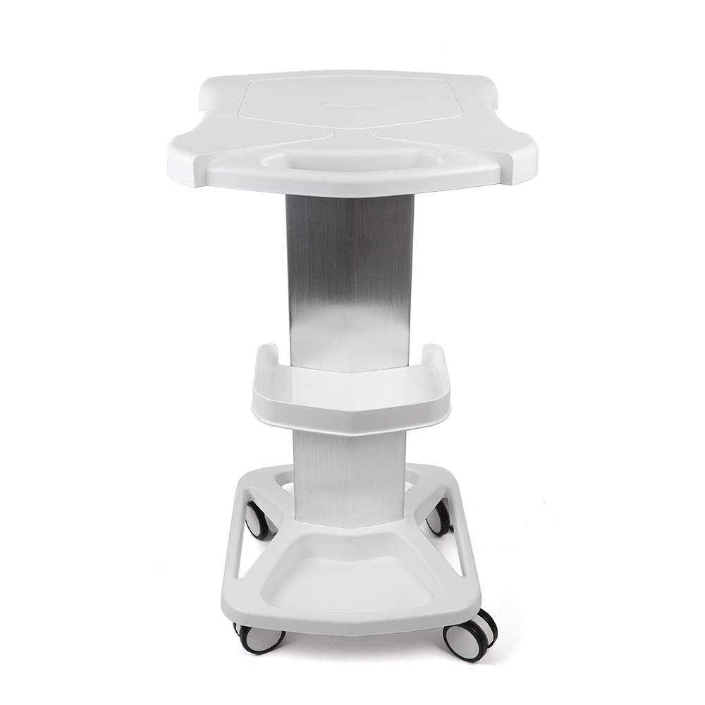 Beauty Salon Trolley Cart, Aluminum Alloy Beauty Machine Storage Shelf Universal Wheel Mobile Trolley Stand, Beauty Instrument Tray Rolling Cart for Hairdressers Restaurants Laboratories (White)