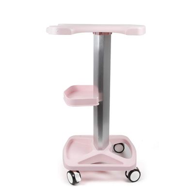 Beauty Salon Trolley Cart, Aluminum Alloy Beauty Machine Storage Shelf Universal Wheel Mobile Trolley Stand, Beauty Instrument Tray Rolling Cart for Hairdressers Restaurants, Laboratories (Pink)