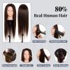 28 Inch Mannequin Head 80% Real Hair with Tripod Stand, Cosmetology Manikin Practice Doll Head,Braiding Hairdressing Head with Table Clamp + DIY Hair Styling Set #4 view 2