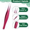3 Pcs Point Tweezers Ingrown Hair Tweezers Precision Nose Needle Point Tip Tweezers Fine Point Tip Ingrown Hair Stainless Steel Blackhead Remover for Facial Hair Eyebrow Remover view 3