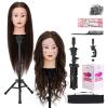 28" Mannequin Head with 80% Real Hair,Cosmetology Manikin Practice Doll Head,Braiding Head with Tripod Stand with Table Clamp + DIY Hair Styling Set #4 view 1