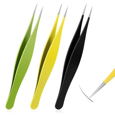 3 Pcs Ingrown Hair Tweezers Needle Point Tweezer Fine SharpTweezers Precision Nose Needle Point Tip Tweezers Stainless Steel Blackhead Remover for Facial Hair Eyebrow Remover