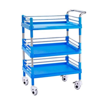 JKSVTF Storage Hand Trucks Kitchen Movable Trolleys 3- Tier Multi Purpose Service Cart Beauty Salon Trolley Rolling Cart (Blue 64 * 44 * 100Cm)