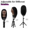Mannequin Head 100% Real Hair,14-16 Braiding Mannequin Head with Stand&Table Clamp,Real Hair Cosmetology Manikin Head with Mannequin Head Stand view 4