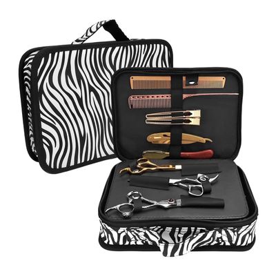 SXLINGDO Magnetic Beauty and Barber Clipper Bags, Barber Carrying Case Hair Styling Travel Tool Bag, Barber Clippers Organizer Bag (Zebra pattern)