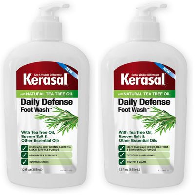 Kerasal Daily Defense Foot Wash Daily Cleanser for Feet, 12 Ounce (Pack of 2)